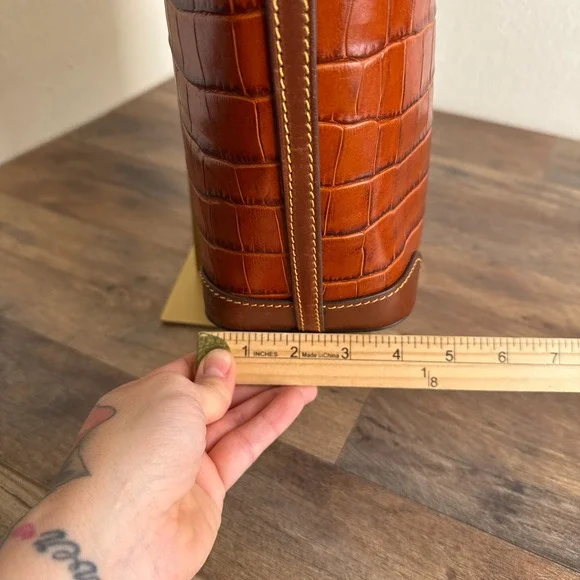 Dooney & Bourke Charleston Cognac Croc Embossed Leather Tote Bag - Picture 8 of 16